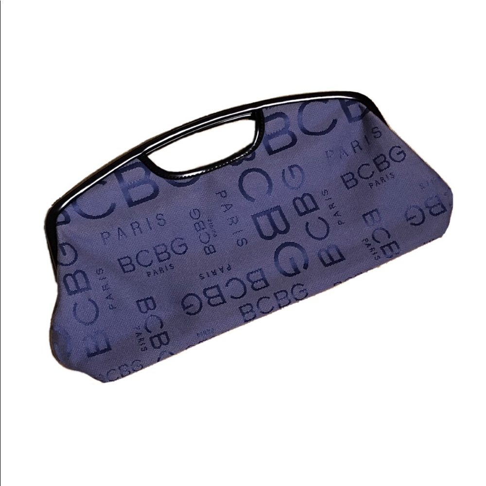VINTAGE BCBG PARIS BLUE FABRIC CLUTCH